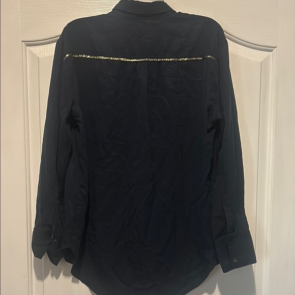 Free People Navy Shirt with Gold Accents - Picture 9 of 9